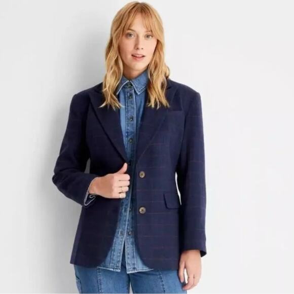Future Collective Reese Blutstein Women's Long Sleeve Prep Check Blazer - - Picture 1 of 5